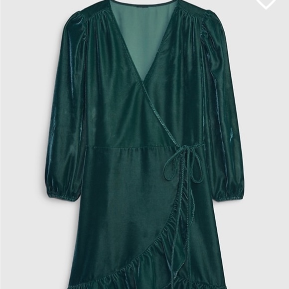 Gap Black Velvet Wrap Dress, M, NWT - Picture 3 of 7